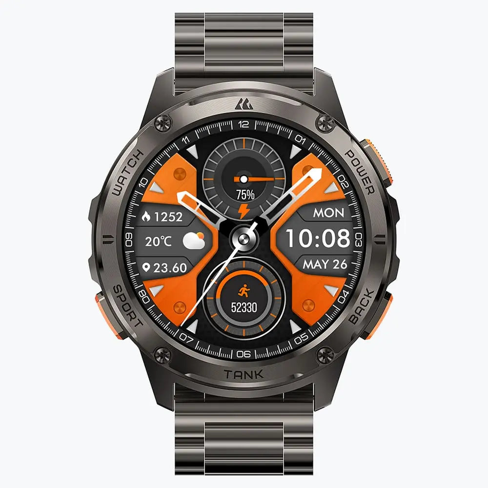 kospet-tank-3-smartwatch-black-with-steel-straps-#color_black^package_Silicone + Steel Premium